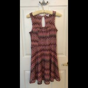 Candie's Pink Chevron Sweetheart Illusion Skater Dress — Small